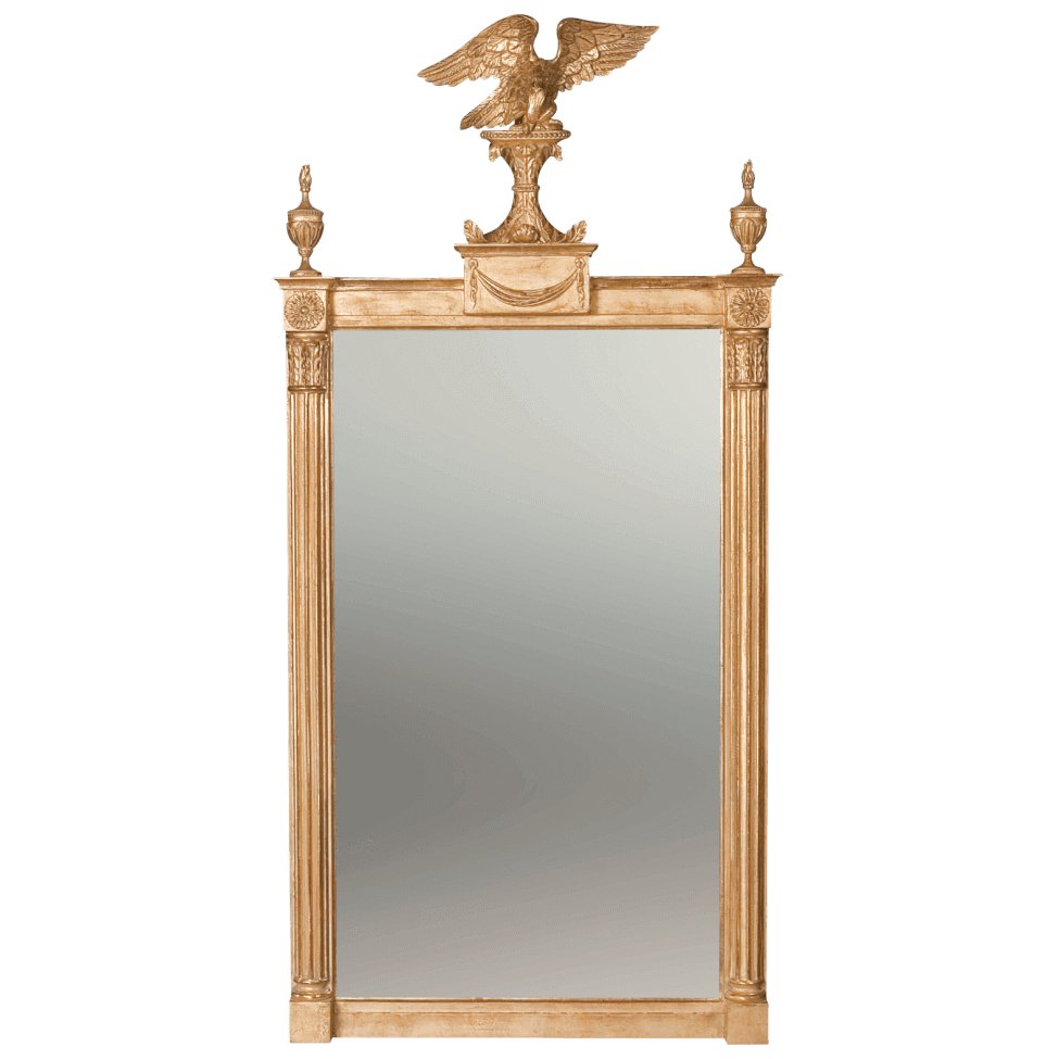 Regency pier mirror with decorative eagle on top.