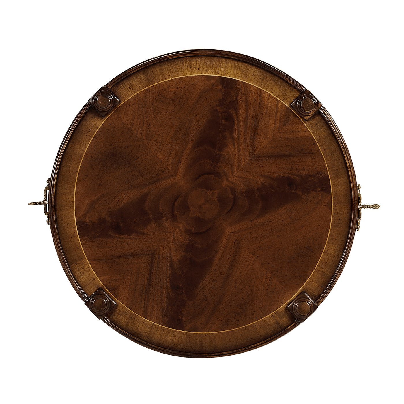 Top view of Regency round table's wood pattern.