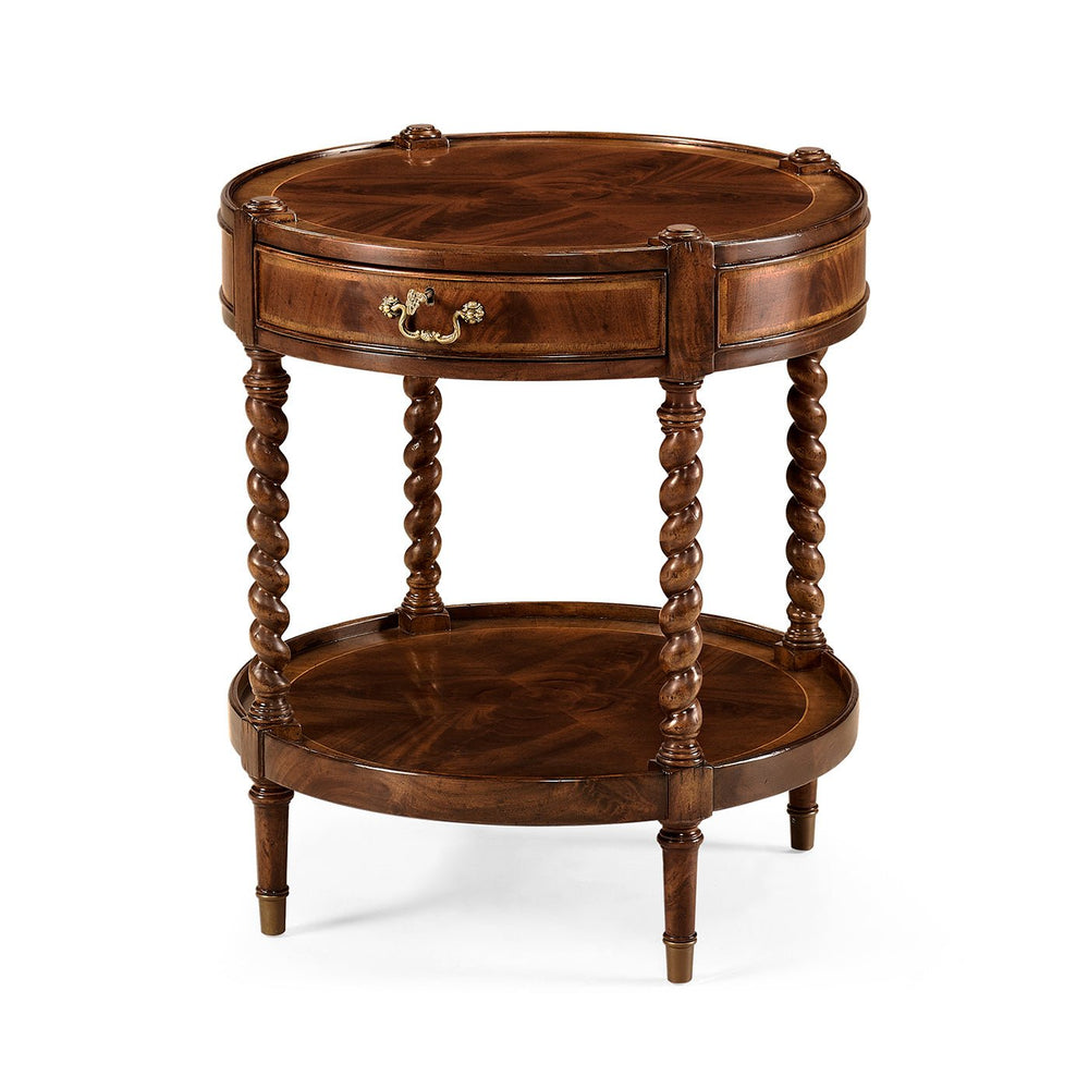 Regency round side table with twisted legs.