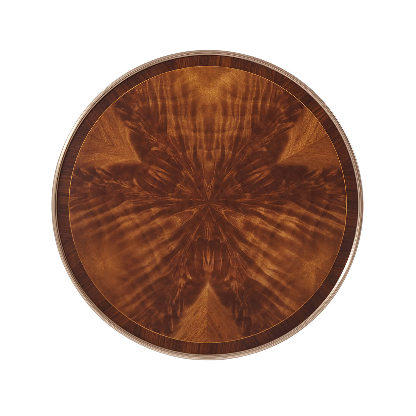 Top view of round Regency table, wood grain pattern