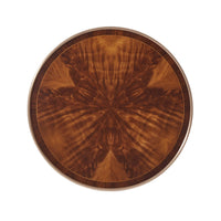 Top view of round Regency table, wood grain pattern