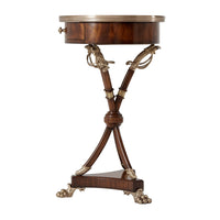 Side profile of Regency table, detailed sabre legs