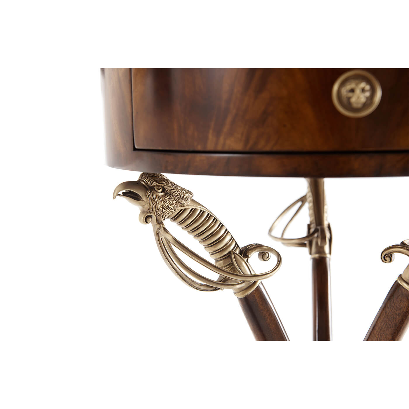Close-up of sabre handle detail on Regency table