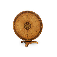 Tilt-top center table, elegant craftsmanship from side view.
