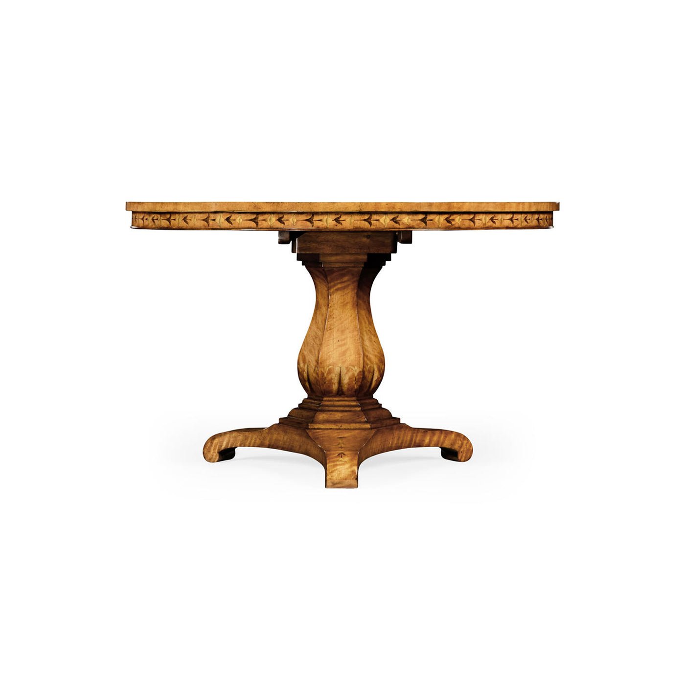 Profile view, satinwood center table, decorative base.