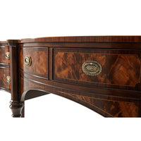 Close-up of sideboard drawers, decorative woodwork.