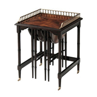 Stacked nesting side tables with railing detail.