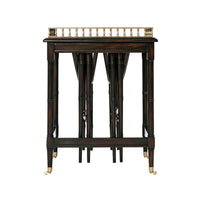 Nested side tables with decorative railing on top.