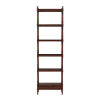 Front view of regency etagere bookcase with multiple shelves.
