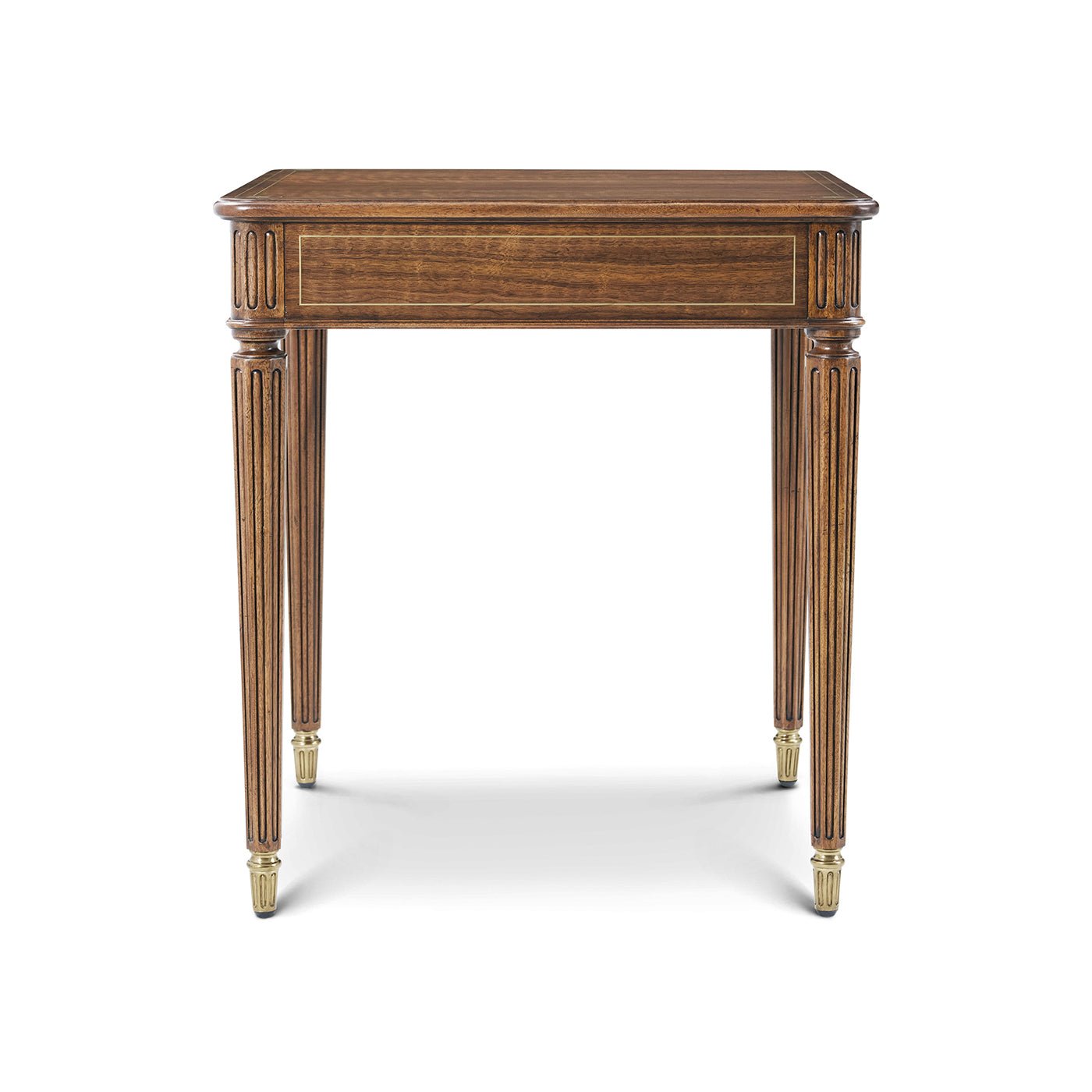 Regency Square Side Table, front view, classic fluted legs.