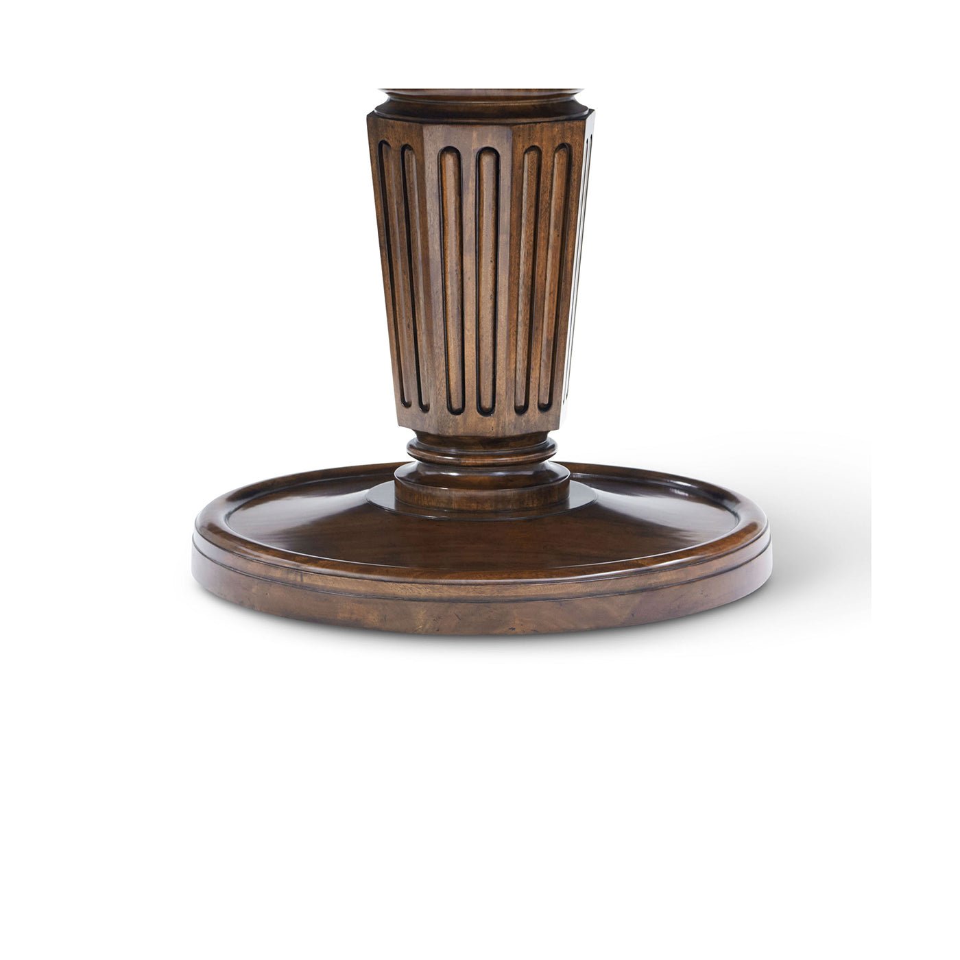 Detailed view of dining table pedestal base.