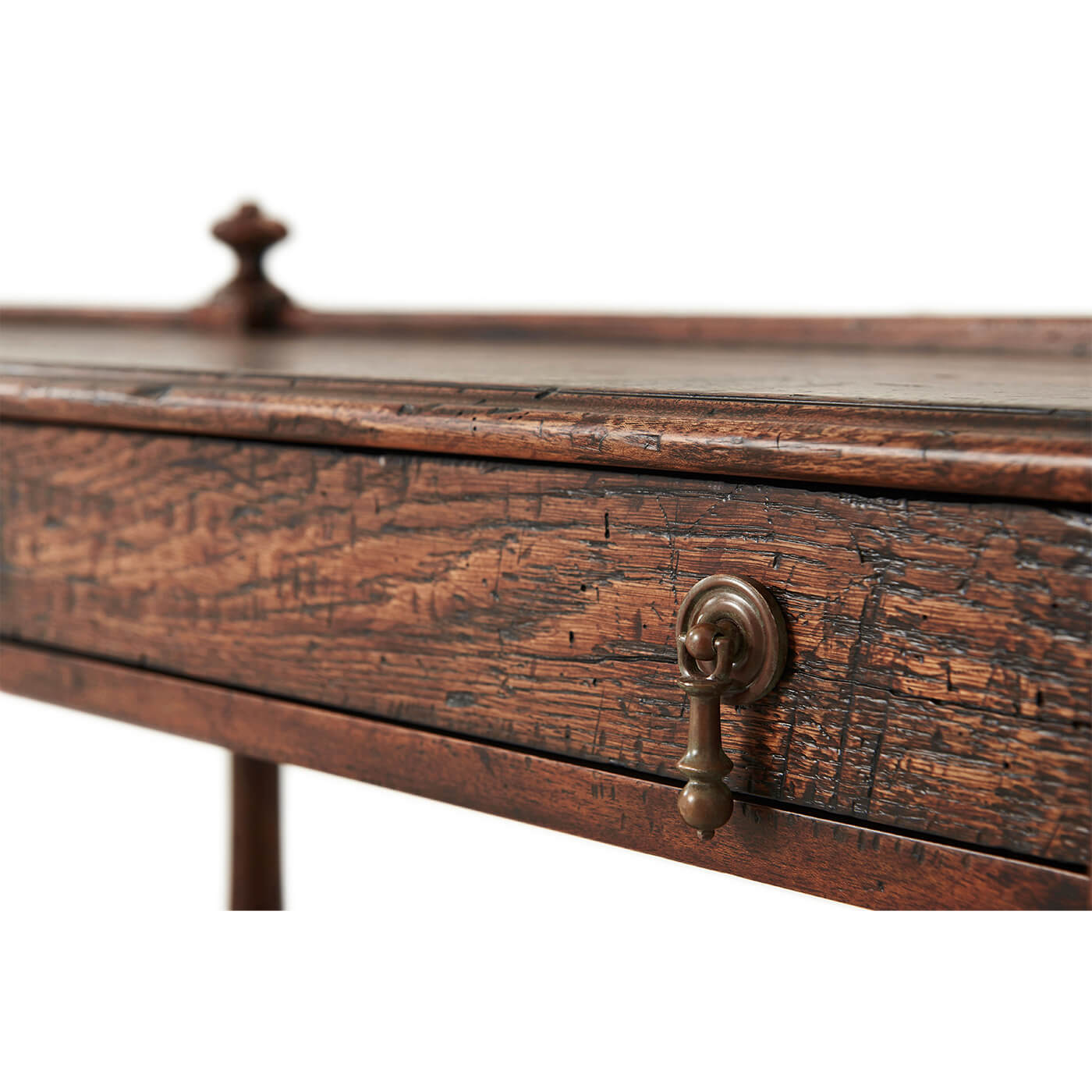 Regency style console table, close-up drawer detail.