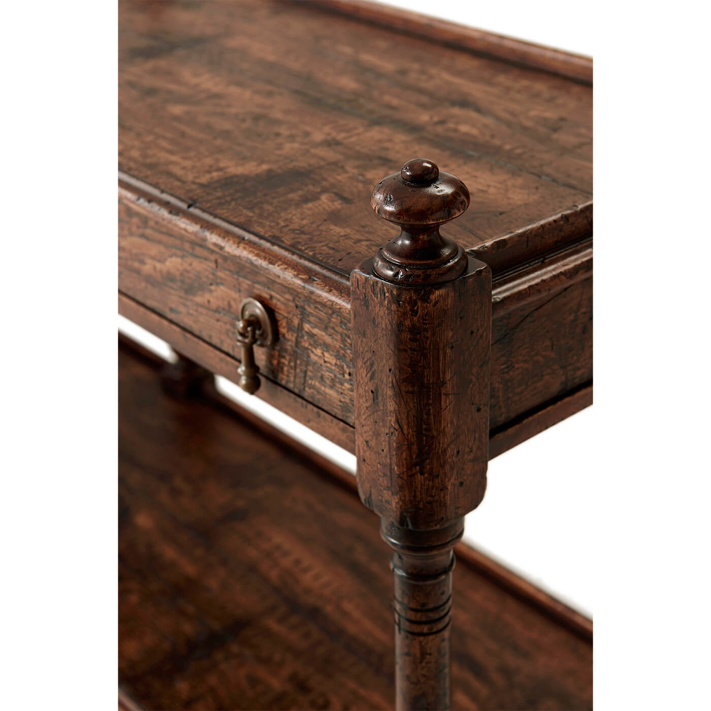 Regency style console table, corner post detail.