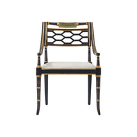 Regency style armchair, front view, honeycomb backrest detail.