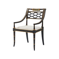 Regency style armchair, front view, elegant design.