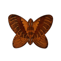 Top view of butterfly table, showcasing wood inlay pattern.