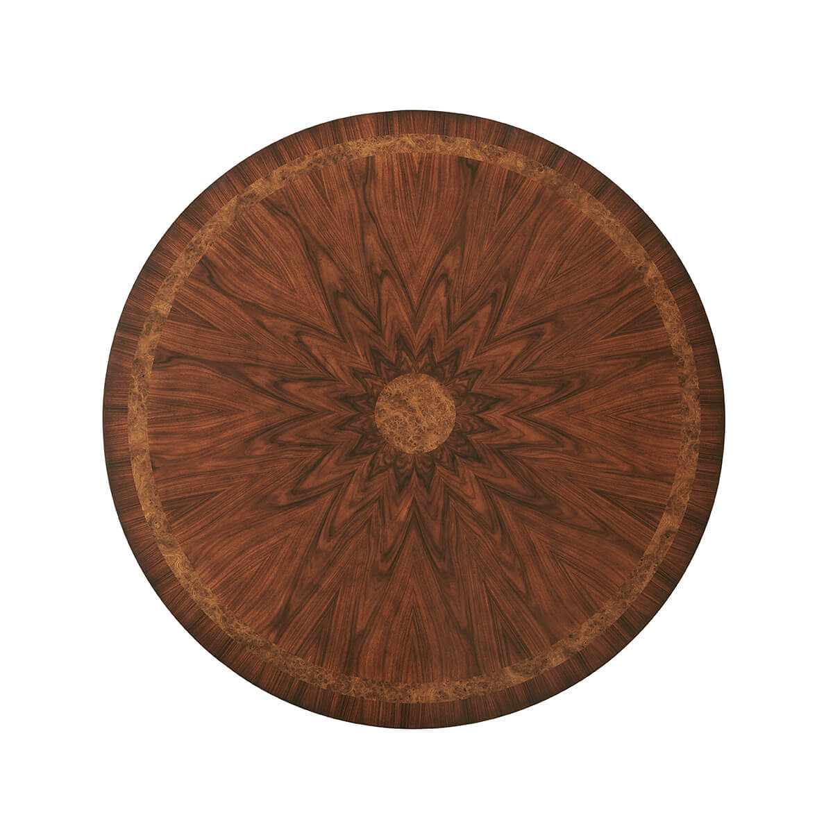 Top view Regency style center table, wood grain pattern.