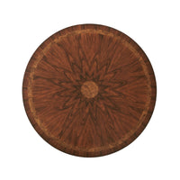 Top view Regency style center table, wood grain pattern.