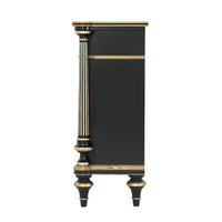 Side view of Regency style chinoiserie cabinet showcasing details.