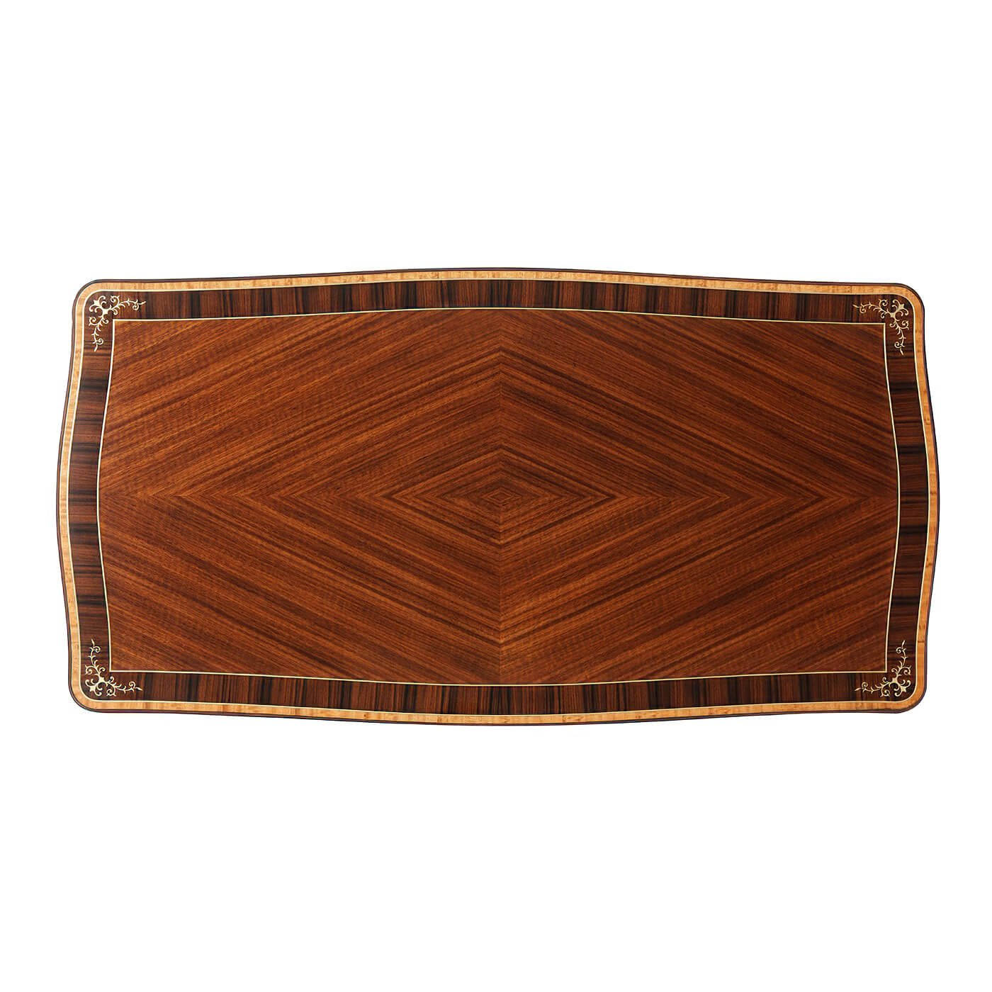 Top view of Regency style desk, detailed wood pattern.
