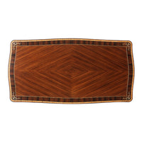 Top view of Regency style desk, detailed wood pattern.