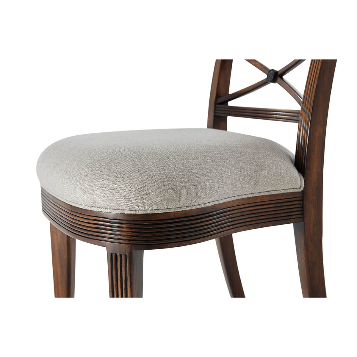 Close-up of Regency chair cushioned seat.