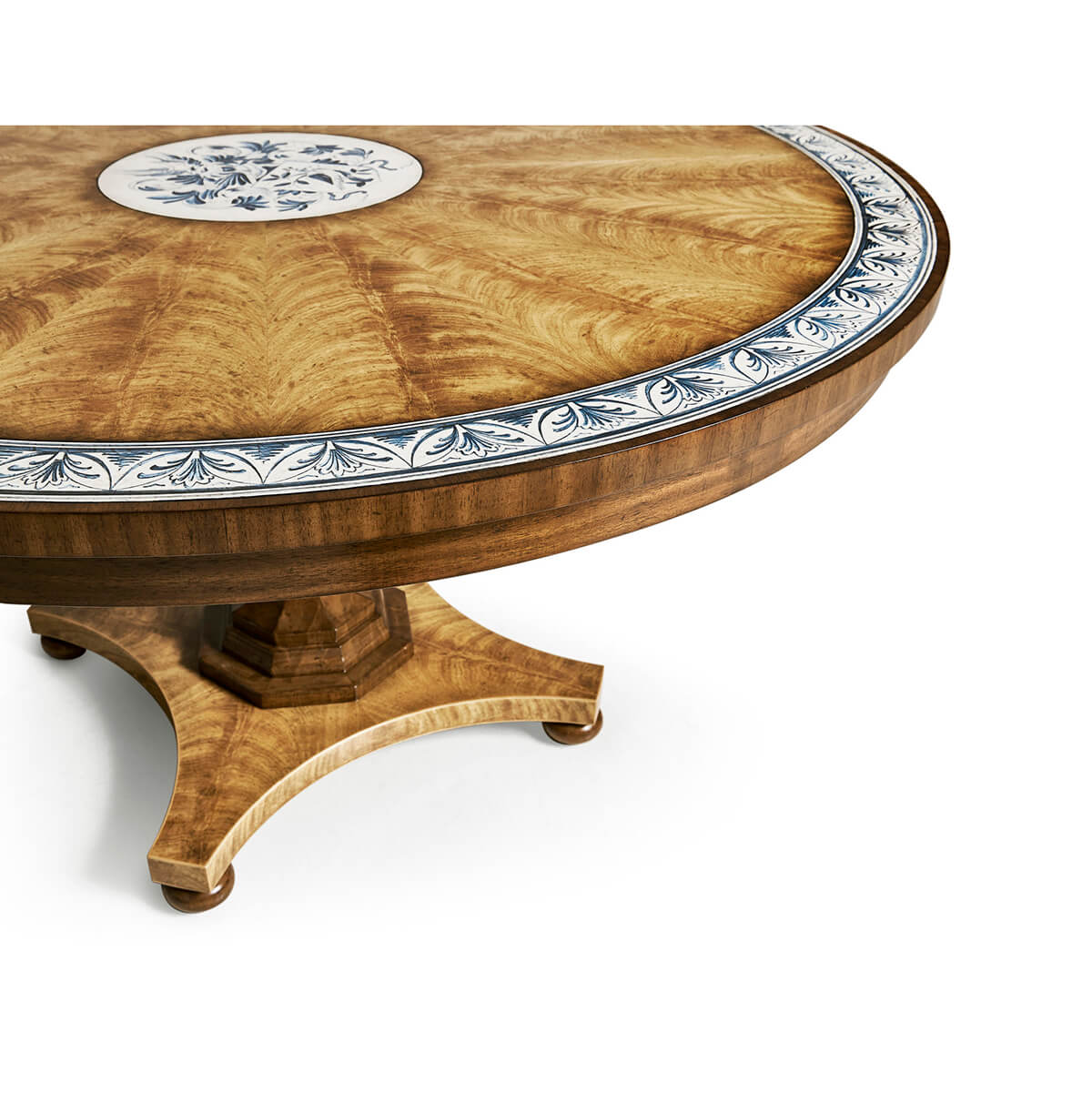 Side detail of regency table with decorative border.