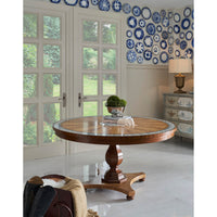 Regency table in bright room with decor accents.