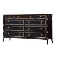 Black Regency style double dresser with gold accents.
