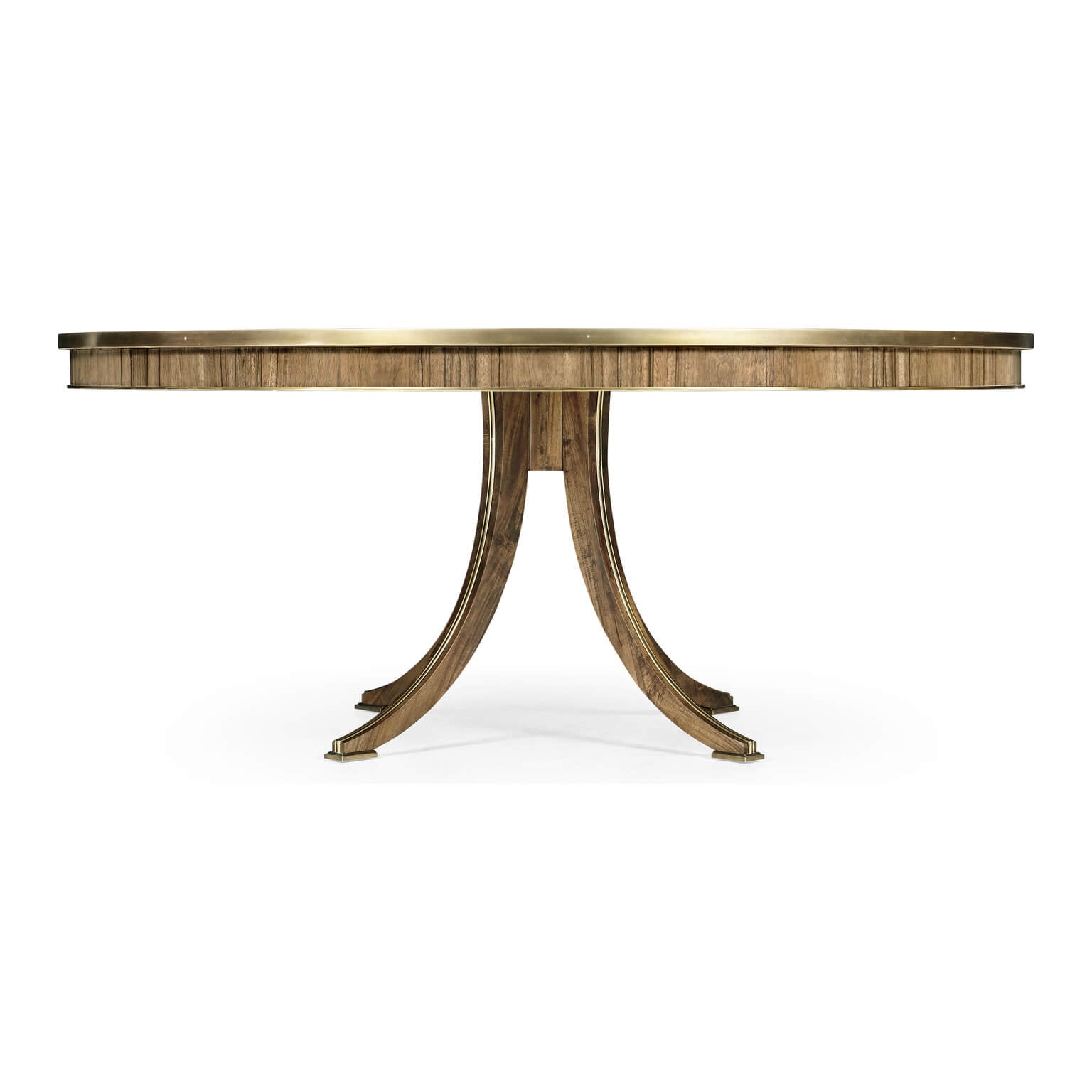 Side view of regency style golden dining table.