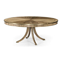 Round regency style golden dining table, angled view.