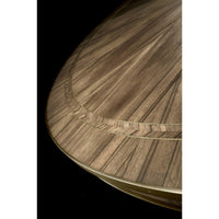 Detailed close-up of golden dining table surface pattern.