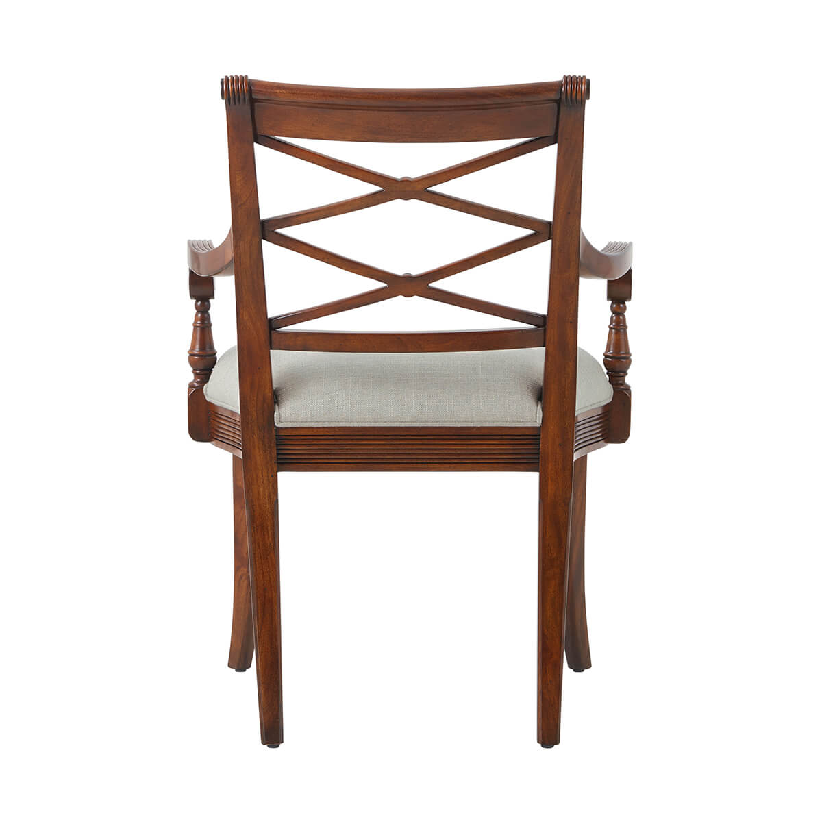 Back view of Regency style mahogany armchair.