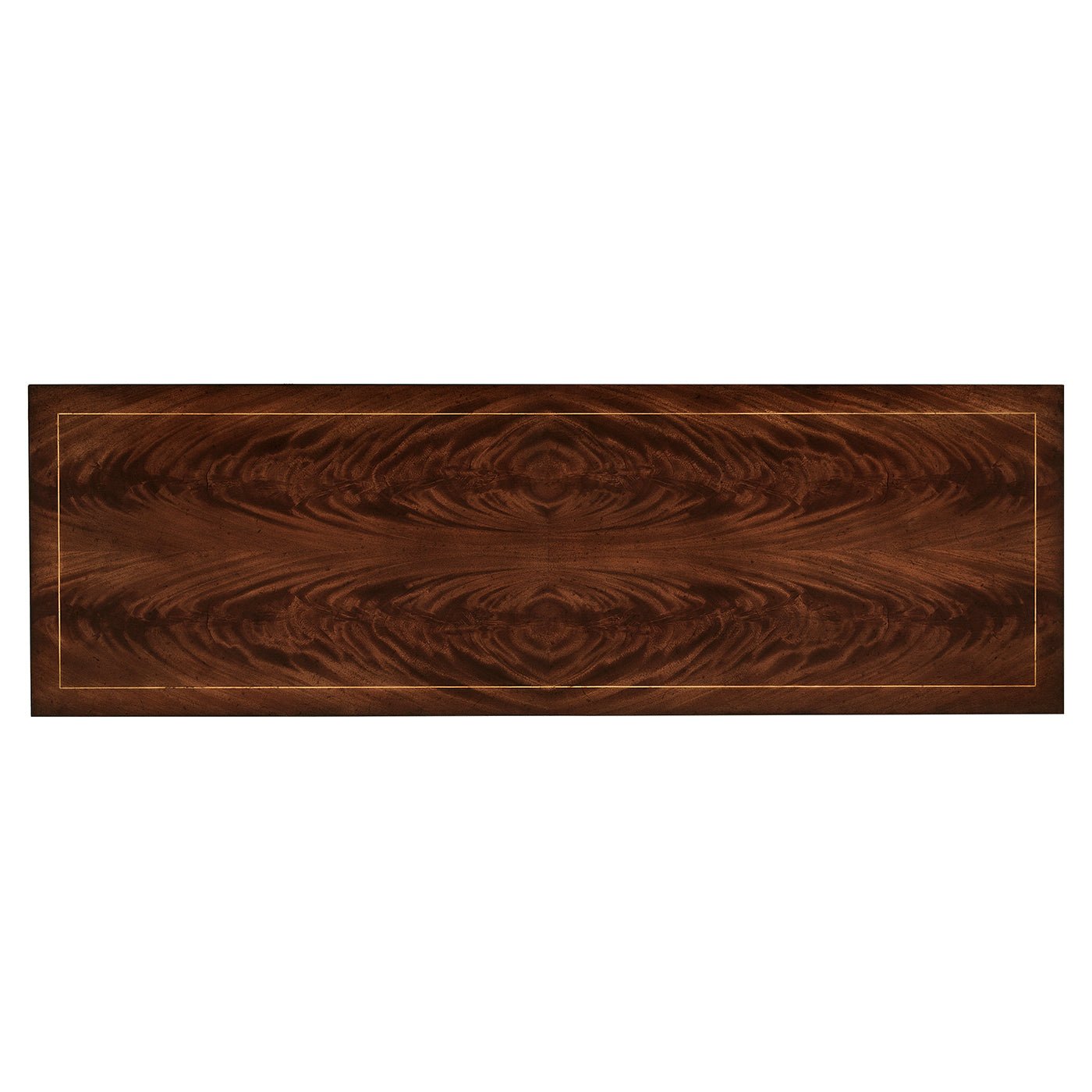 Top view showing wood grain of mahogany sideboard.