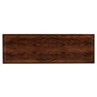 Top view showing wood grain of mahogany sideboard.