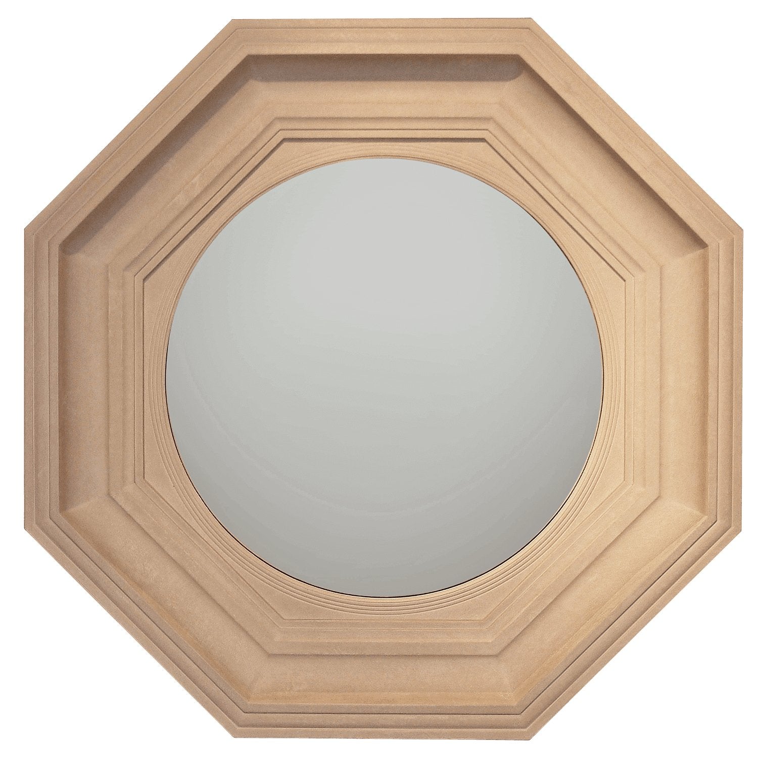 Octagonal convex mirror with wood frame, regency style.