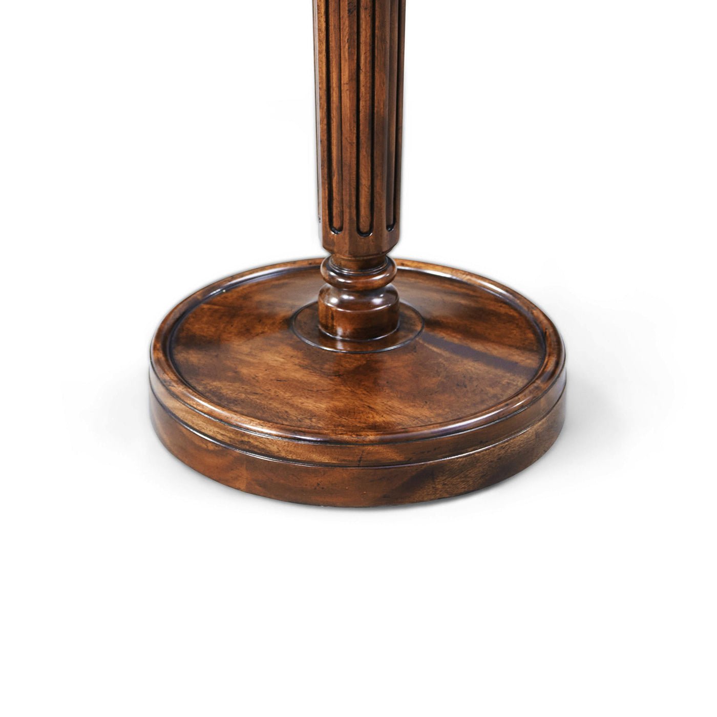 Close-up of base, Regency style pedestal accent table.