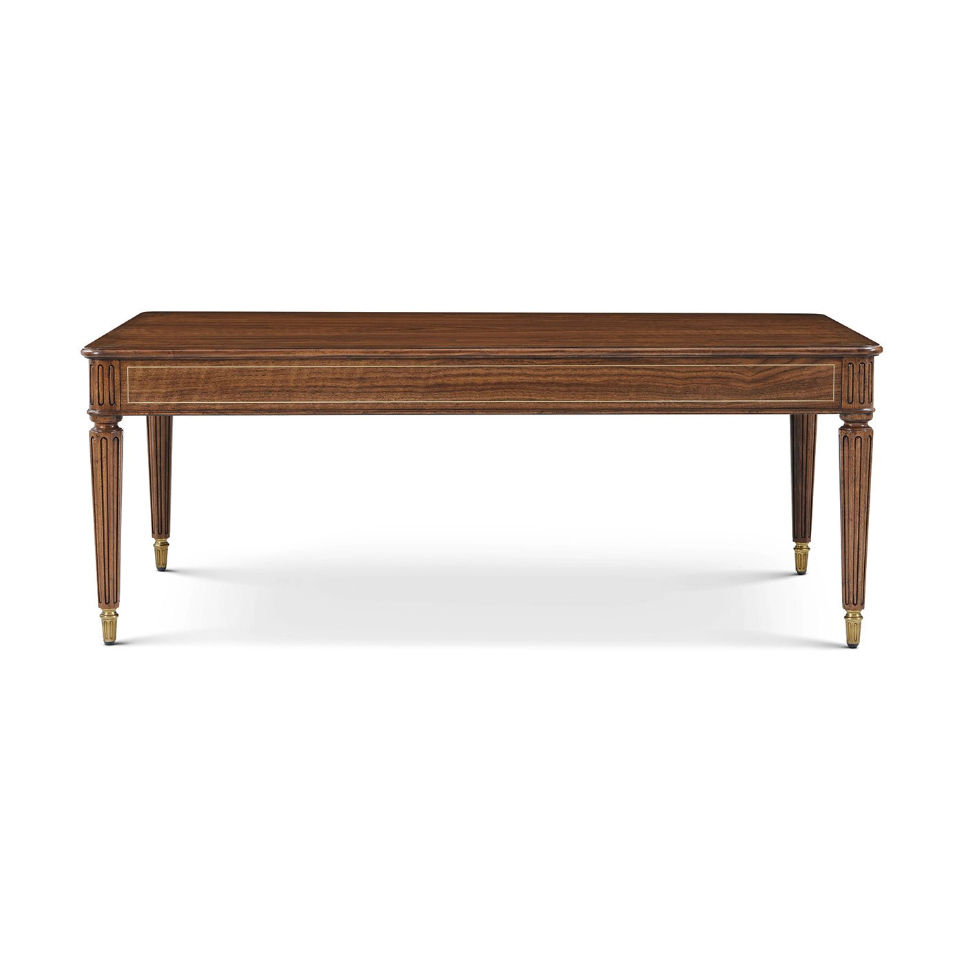 Regency style rectangular cocktail table, front view.