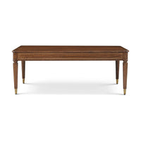 Regency style rectangular cocktail table, front view.