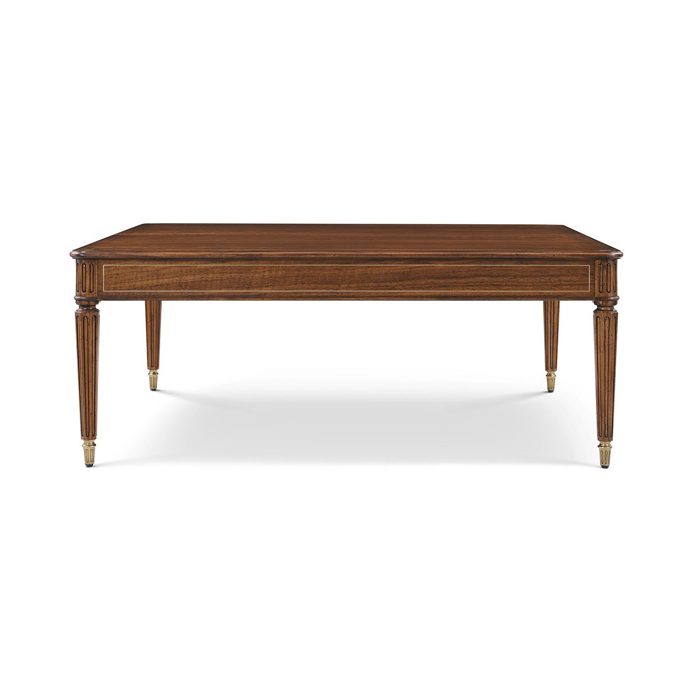 Rectangular table, front view, showcasing wood finish details.