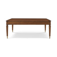 Rectangular table, front view, showcasing wood finish details.