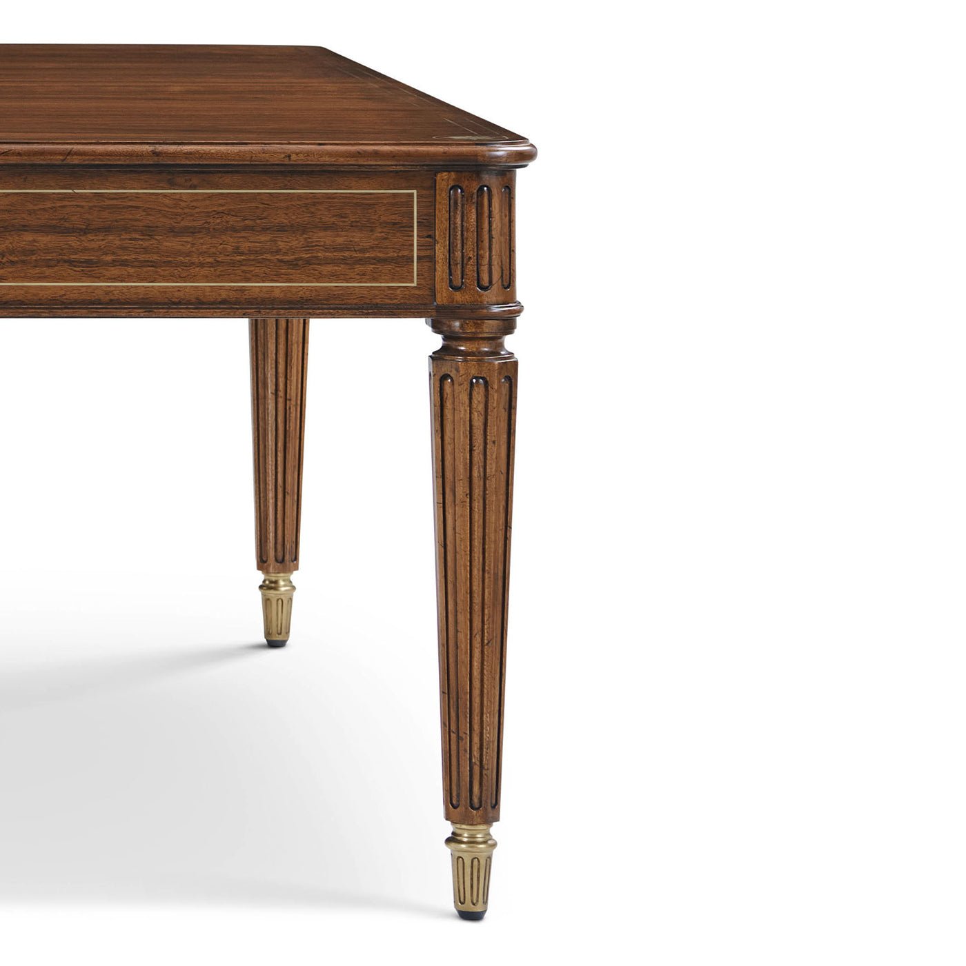 Detailed view of table leg, showing ornate carvings.