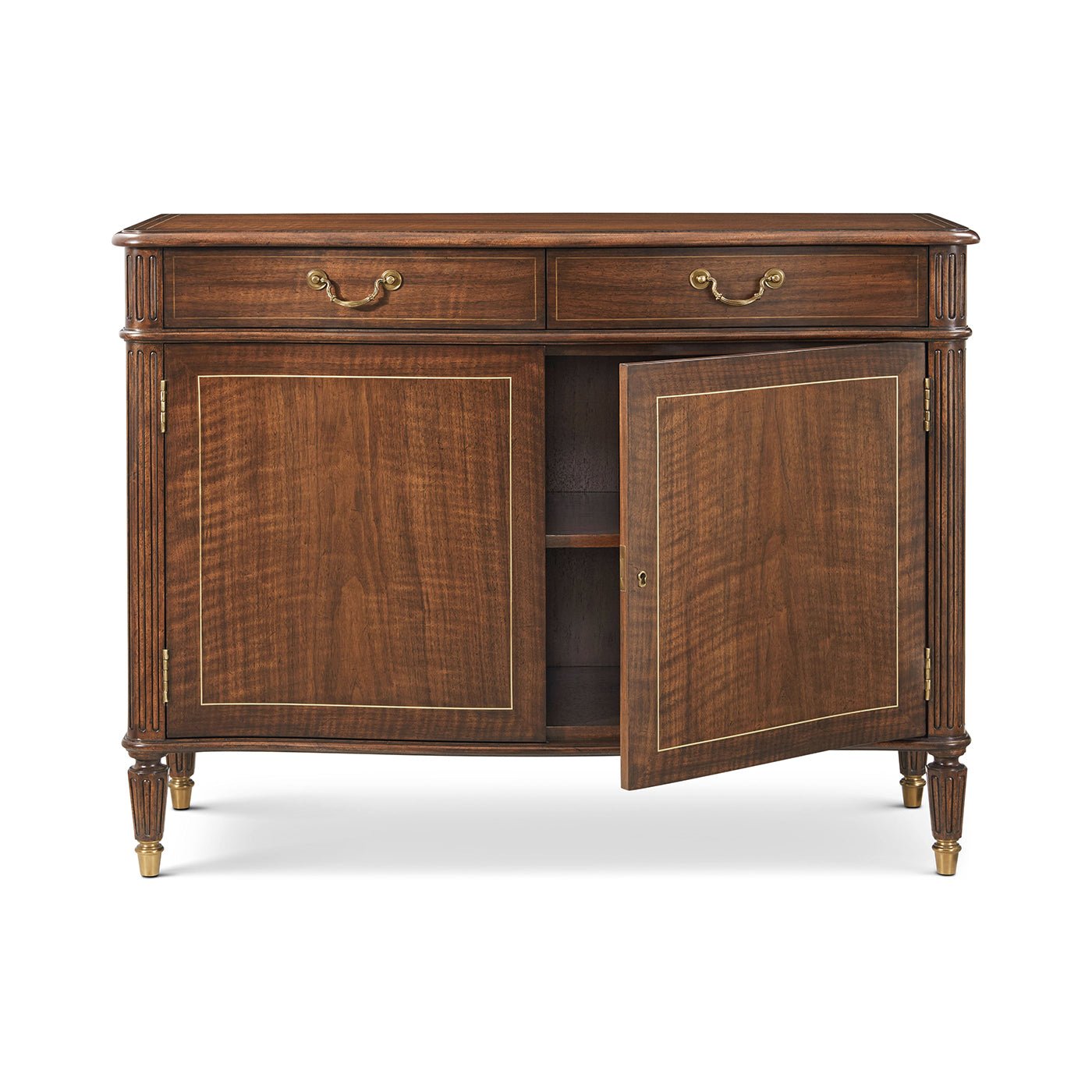 Regency style cabinet with open door, inner shelf visible.