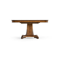 Front view of Regency walnut pedestal center table.