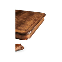 Corner and edge detail of Regency walnut center table.