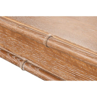 Detailed table edge showing whitewashed texture.