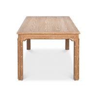 End view showcasing table's overall length and finish.