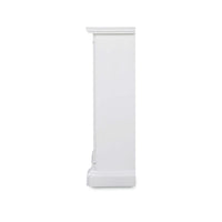Side profile view of white credenza.