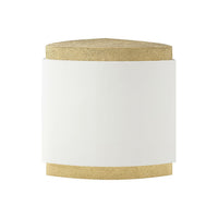 Front view of Reuleaux accent table in gold and white.