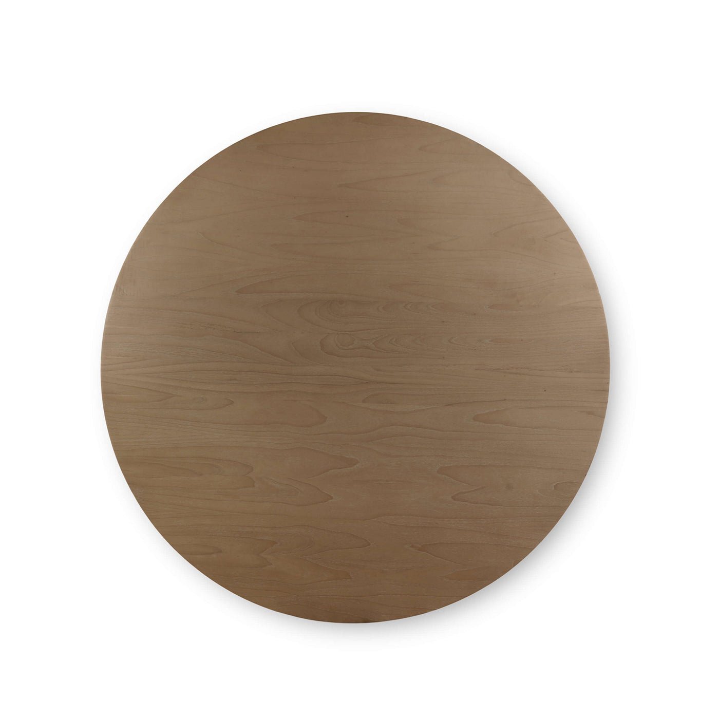 Top view of the round wooden dining table.